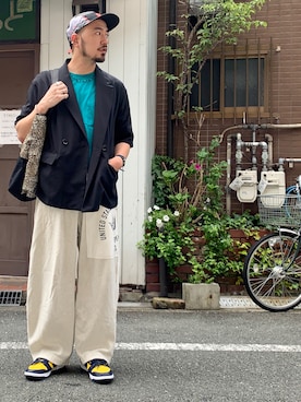 「CIAOPANIC TYPY（チャオパニックティピー）のアイテム（スウェットパンツ）」を使った、Yusuke Tanakaさん（メンズ・173cm）の夏コーディネート