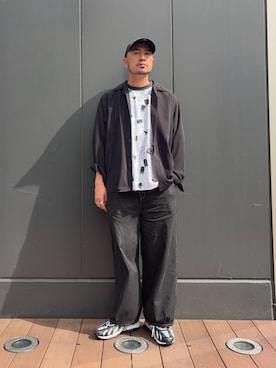 「SOUNDSGOOOOD（サウンズグッド）の【SOUNDS GOOOOD】ニュースペーパーTEE（Tシャツ/カットソー、ホワイト系）」を使った、Yusuke Tanakaさん（メンズ・173cm）の春コーディネート