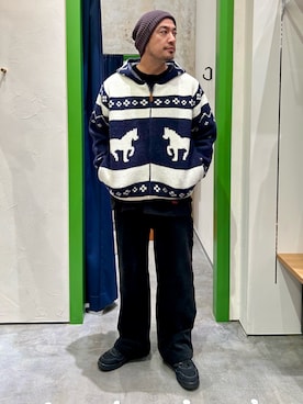 「アイテム（カーディガン/ボレロ）」を使った、Yusuke Tanakaさん（メンズ・173cm・40代）の冬コーディネート