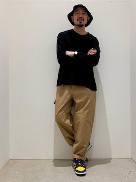 「アイテム（カーゴパンツ）」を使った、Yusuke Tanakaさん（メンズ・173cm・40代）の冬コーディネート