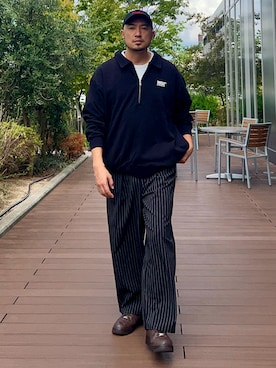 「アイテム（スウェット）」を使った、Yusuke Tanakaさん（メンズ・173cm・40代）の秋コーディネート