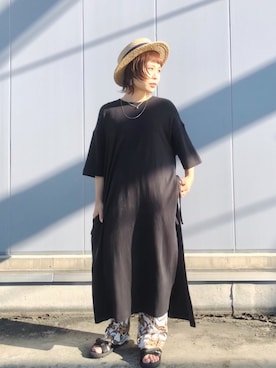 「MANASTASH（マナスタッシュ）のアイテム（ワンピース）」を使った、キムラアスミさん（レディース・156cm）の夏コーディネート