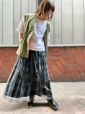 「STUMBLY（スタンブリー）のアイテム」を使った、キムラアスミさん（レディース・156cm）の春コーディネート