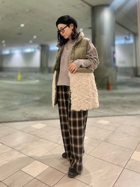 「アイテム（ベスト）」を使った、キムラアスミさん（レディース・156cm・30代）の冬コーディネート