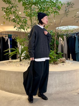 「アイテム（ニットキャップ/ビーニー）」を使った、takagi kotomiさん（レディース・163cm）の冬コーディネート