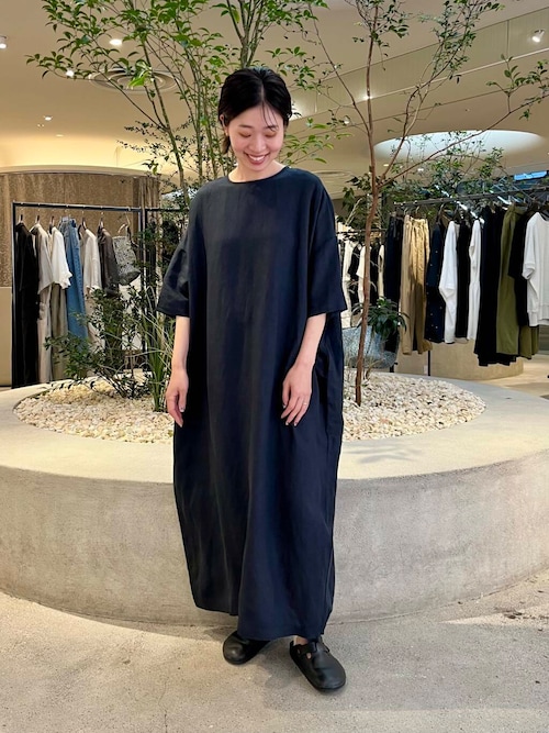『2サイズ展開』リネンレーヨンワイドワンピース