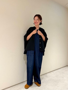 「アイテム（サロペット/オーバーオール、ブルー系）」を使った、takagiさん（レディース・163cm）の夏コーディネート