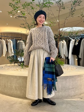 「アイテム（ハンチング/ベレー帽）」を使った、takagi kotomiさん（レディース・163cm）の秋コーディネート