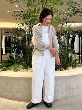 「アイテム（オールインワン・サロペット、ホワイト系）」を使った、takagiさん（レディース・163cm）の夏コーディネート