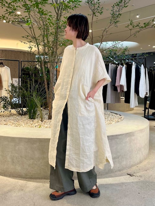 新品　かぐれ　リネンスクエアワンピース　イエロー　半袖　2025年春秋　リネン リネンスクエアワンピース（ワンピース）｜かぐれ（カグレ）の