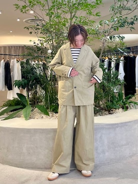 「かぐれ（カグレ）のボーダーワイドカットソー（Tシャツ/カットソー）」を使った、takagi kotomiさん（レディース・163cm）の秋コーディネート