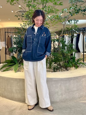 「かぐれ（カグレ）のコットン2タックワイドパンツ（その他パンツ）」を使った、takagi kotomiさん（レディース・163cm）の夏コーディネート