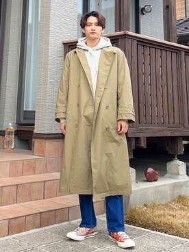 「WOOALONG（ウアロン）のアイテム（トップス）」を使った、だいきさん（メンズ・174cm）の冬コーディネート