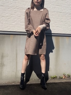 「GU」｜「アイテム（チュニック）」を使った、ohanaさん（レディース・152cm）の秋コーディネート