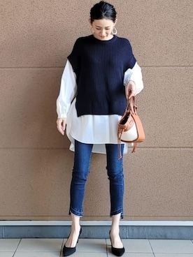 「アイテム（ショルダーバッグ、イエロー系）」を使った、Bou Jeloudさん（レディース・160cm）の秋コーディネート