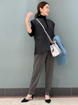 「アイテム（トートバッグ、シルバー系）」を使った、Bou Jeloudさん（レディース・157cm）の冬コーディネート