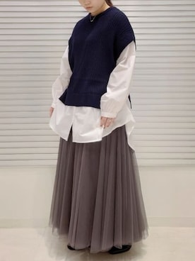 「Bou Jeloud（ブージュルード）のアイテム（スカート）」を使った、Bou Jeloudさん（レディース・160cm）の秋コーディネート