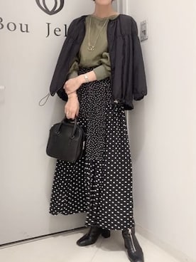 「Bou Jeloud（ブージュルード）のアイテム（ブルゾン）」を使った、Bou Jeloudさん（レディース・162cm）の秋コーディネート