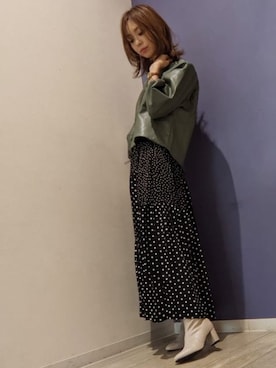 「Bou Jeloud（ブージュルード）のアイテム（ノーカラージャケット）」を使った、Bou Jeloudさん（レディース・167cm）の秋コーディネート