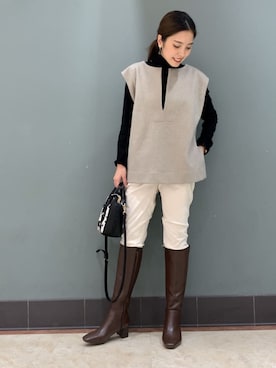 「Bou Jeloud（ブージュルード）のアイテム（シューズ）」を使った、Bou Jeloudさん（レディース・157cm）の冬コーディネート