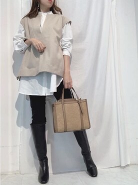 「Bou Jeloud（ブージュルード）のアイテム（シューズ）」を使った、Bou Jeloudさん（レディース・157cm）の冬コーディネート