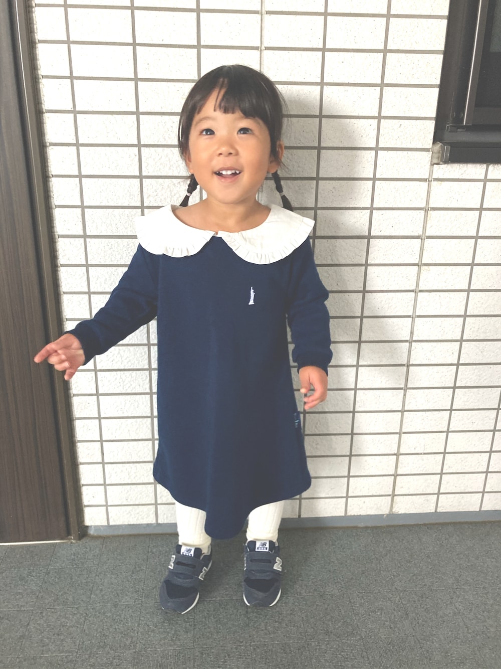 「幼稚園、面接、幼稚園面接、フォーマル」｜「Birthdayのアイテム（ワンピース、ブルー系）」を使った、hocc さん（キッズ・90cm）の秋コーディネートの1枚目の写真