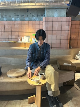 「アイテム（ベスト）」を使った、やっつんさん（メンズ・176cm）の秋コーディネート