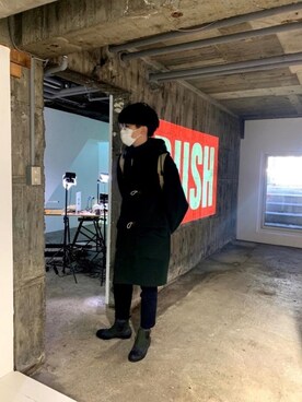 「古着」｜「アイテム（ダッフルコート）」を使った、やっつんさん（メンズ・176cm）の冬コーディネート