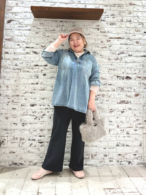 PUAL CE CIN @noricorico102企画デニムチュニックシャツ noricorico102企画】ヴィンテージライク デニムチュニックシャツ