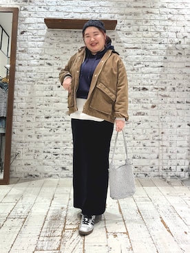 「アイテム（カバーオール）」を使った、koba*rukaさん（レディース・160cm）の冬コーディネート