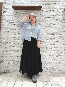 「CIAOPANIC TYPY（チャオパニックティピー）のアイテム（キャップ）」を使った、koba*rukaさん（レディース・160cm）の春コーディネート