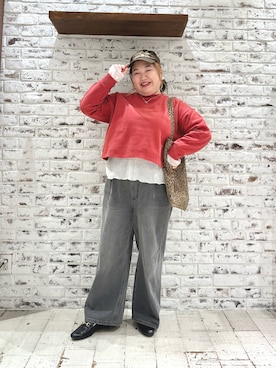 「アイテム（キャップ）」を使った、koba*rukaさん（レディース・160cm）の秋コーディネート