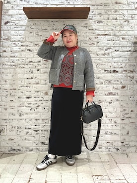 「アイテム（ノーカラージャケット）」を使った、koba*rukaさん（レディース・160cm）の秋コーディネート