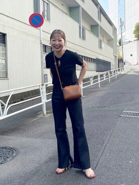 「mystic（ミスティック）のセンターステッチフレアデニム（デニムパンツ）」を使った、nomo.akanaさん（レディース・158cm）の春コーディネート