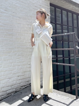 「オールホワイト」｜「アイテム（サロペット/オーバーオール）」を使った、nomo.akanaさん（レディース・158cm）の春コーディネート