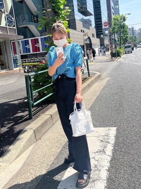 「mystic（ミスティック）のセンターステッチフレアデニム（デニムパンツ）」を使った、nomo.akanaさん（レディース・158cm）の春コーディネート