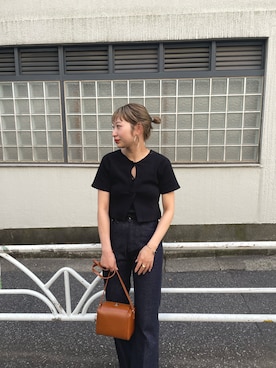 「mystic（ミスティック）のセンターステッチフレアデニム（デニムパンツ）」を使った、nomo.akanaさん（レディース・158cm）の春コーディネート