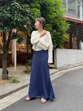 「loti（ロティ）のWEB限定 loti カードケース付きボディBAG（ショルダーバッグ、ホワイト系）」を使った、nomo.akanaさん（レディース・159cm）の夏コーディネート