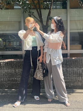 「mystic（ミスティック）のセンターステッチフレアデニム（デニムパンツ）」を使った、nomo.akanaさん（レディース・158cm）の春コーディネート