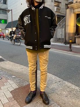 「A4A（エーフォーエー）のアイテム（スタジャン）」を使った、souyaさん（メンズ・172cm）の秋コーディネート