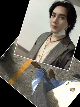 「YSL（ワイエスエル）のアイテム（ブーツ）」を使った、Xzyさん（メンズ・179cm）の春コーディネート