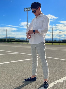 「H&M（エイチ・アンド・エム）のアイテム（スラックス）」を使った、𝑴𝑰𝑻𝑺𝑼𝑲𝑰さん（メンズ・167cm）の夏コーディネート