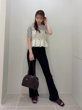 「NATURAL BEAUTY BASIC（ナチュラルビューティーベーシック）の前後２ＷＡＹカーディガン（Tシャツ/カットソー、ホワイト系）」を使った、misakiさん（レディース・160cm）の夏コーディネート