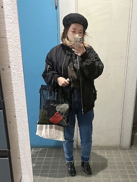「H&M（エイチ・アンド・エム）のアイテム（MA-1）」を使った、ponさん（レディース・154cm）の冬コーディネート