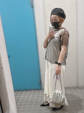 「coca（coca）（コカ）のアイテム（ハンチング/ベレー帽）」を使った、ponさん（レディース・154cm）の夏コーディネート
