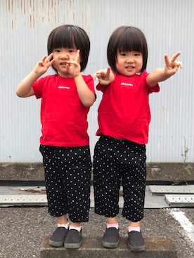 「MIKI HOUSE（ミキハウス）のアイテム（Tシャツ/カットソー）」を使った、kikiさん（キッズ・80cm）の秋コーディネート