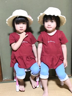 「MIKI HOUSE（ミキハウス）のアイテム（その他パンツ）」を使った、kikiさん（キッズ・80cm）の夏コーディネート