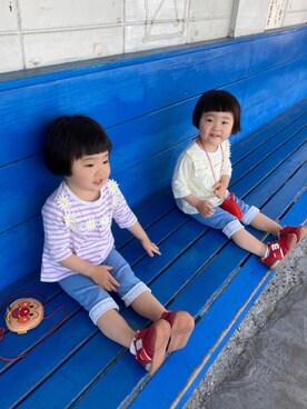 「MIKI HOUSE（ミキハウス）のアイテム（その他パンツ）」を使った、kikiさん（キッズ・80cm）の夏コーディネート