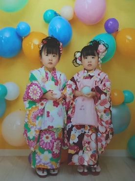 「きもの」｜「アイテム（その他）」を使った、kikiさん（キッズ・80cm）の秋コーディネート
