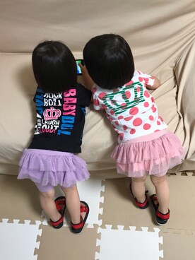「Ampersand（アンパサンド）のアイテム（サンダル）」を使った、kikiさん（キッズ・80cm）の夏コーディネート